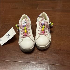 Lola + The Boys White Sneakers with Pink and Purple Accents